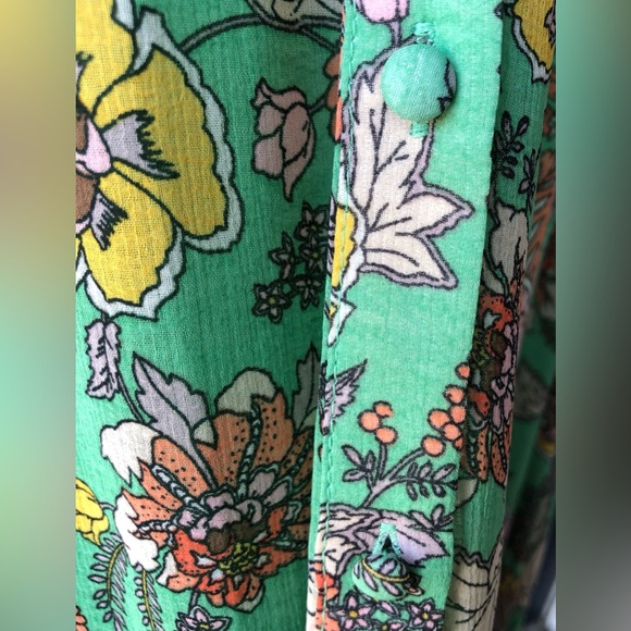 Free People Earth Green Elegant Floral Long Sleeve Dress.Size Medium Maxi Combo - Picture 12 of 15